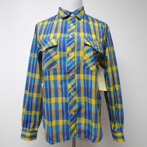 Joan Harper plaid long sleeve button down shirt